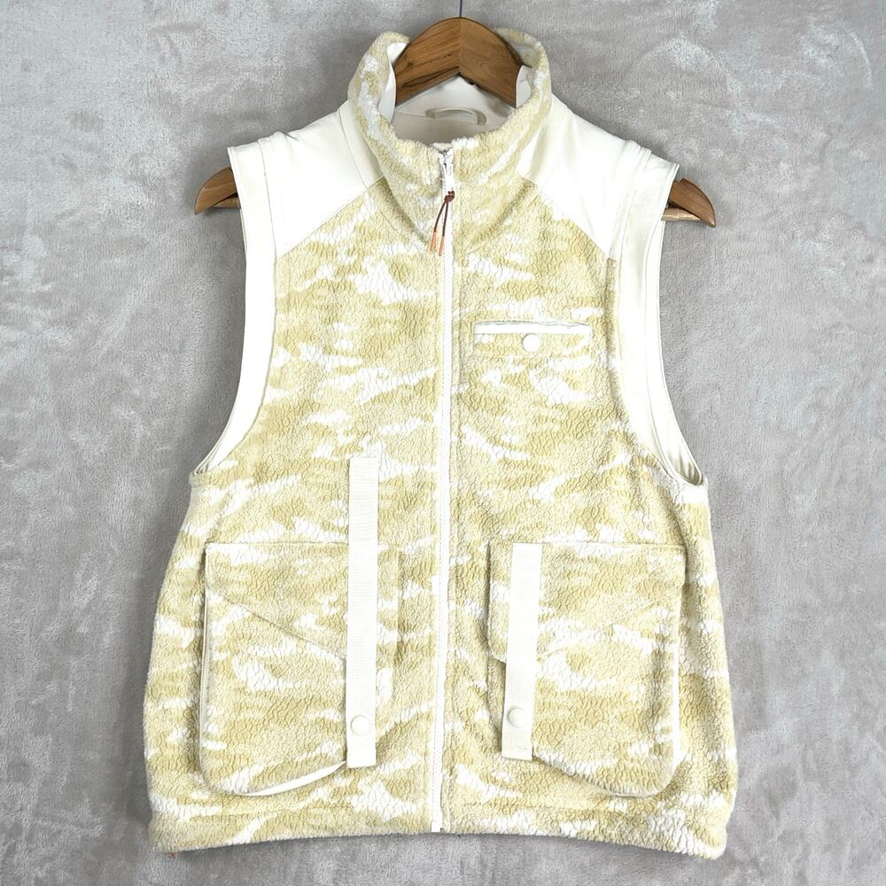 Outdoor Voices Primofleece Vest Women's Small Cloud Camo Full Zip Pkts Gorpcore